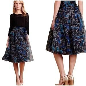 Moulinette Soeurs Size 4 Anthropologie Butterfly Mesh Skirt Blue Abstract Artsy